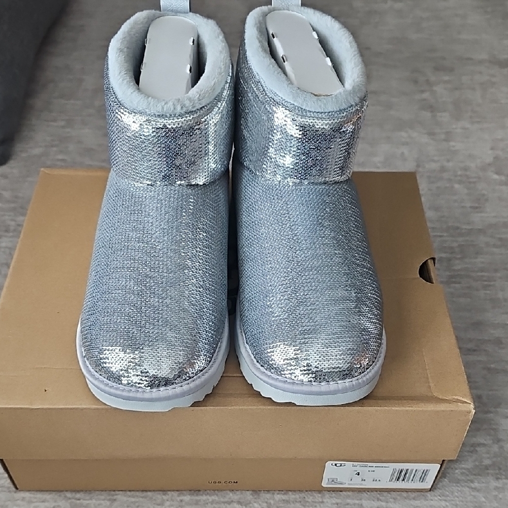 UGG Kids' Classic Mini Mirror Ball Boots in Silver